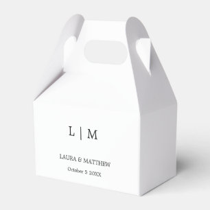 Simple Elegant White Monogram Wedding Favor Boxes