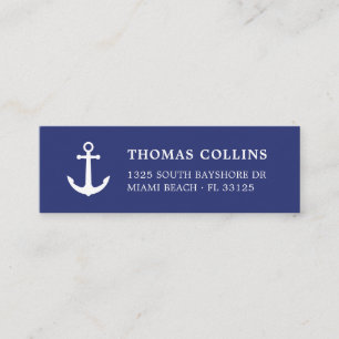 Simple Elegant White Nautical Anchor    Mini Business Card