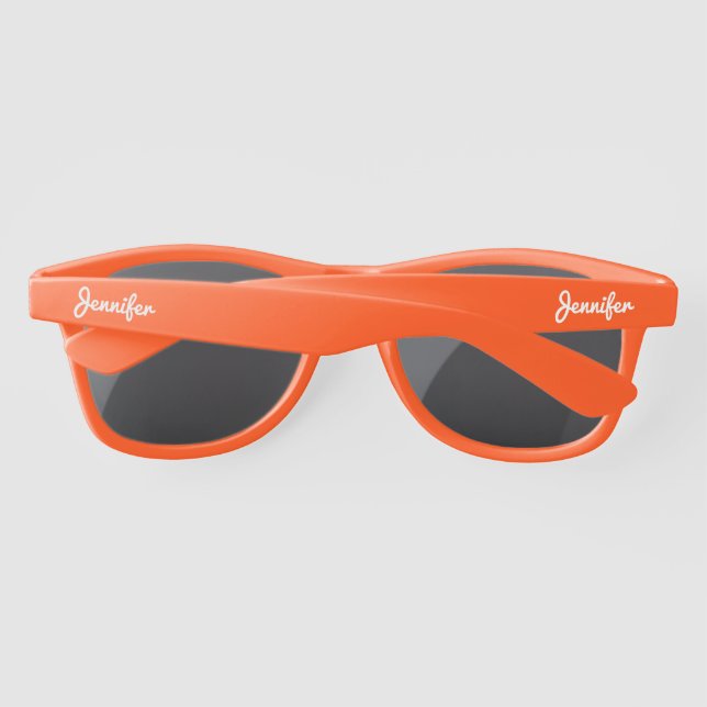 Simple Elegant White Personalized Name Custom Sunglasses (Back)