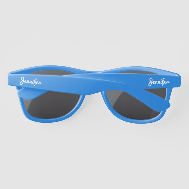 Simple Elegant White Personalized Name Custom Sunglasses (Back)