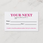 Simple Elegant White Pink Beauty Appointment Card