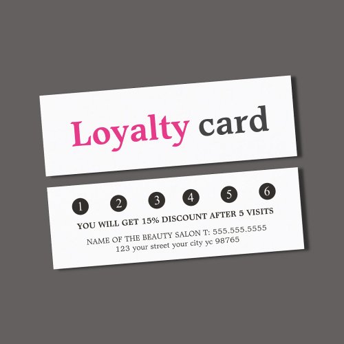 Simple Elegant White Pink Black Beauty Loyalty Card