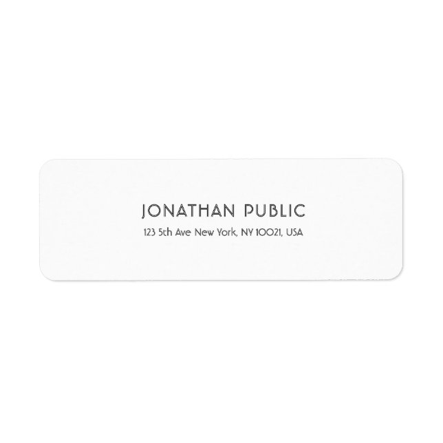 Simple Elegant White Professional Plain Modern Label (Front)
