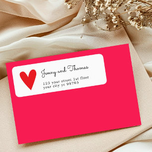 Simple Elegant White Red Heart Wedding Label