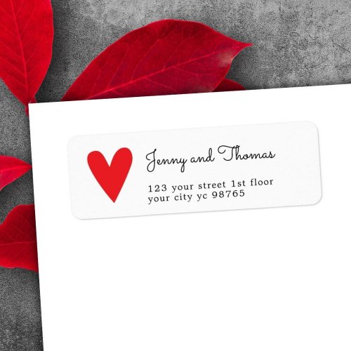 Simple Elegant White Red Heart Wedding Label