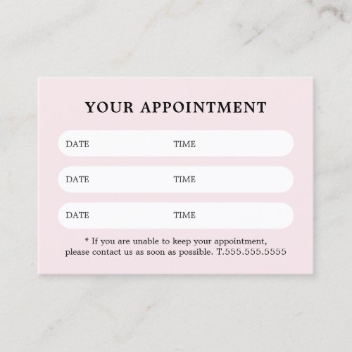 Simple Elegant White Rose Beauty Salon Appointment Card