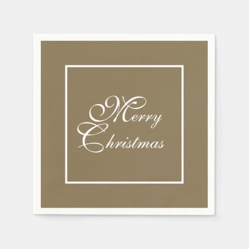 Simple Elegant White Script Gold Christmas Paper Napkins