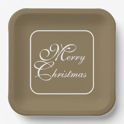 Simple Elegant White Script Gold Christmas Paper Plates