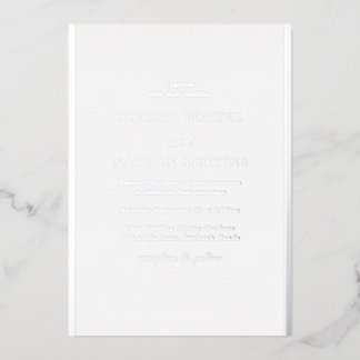 Simple Elegant White & Silver Designer Wedding Foil Invitation