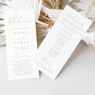 Simple Elegant White & Taupe Wedding Program