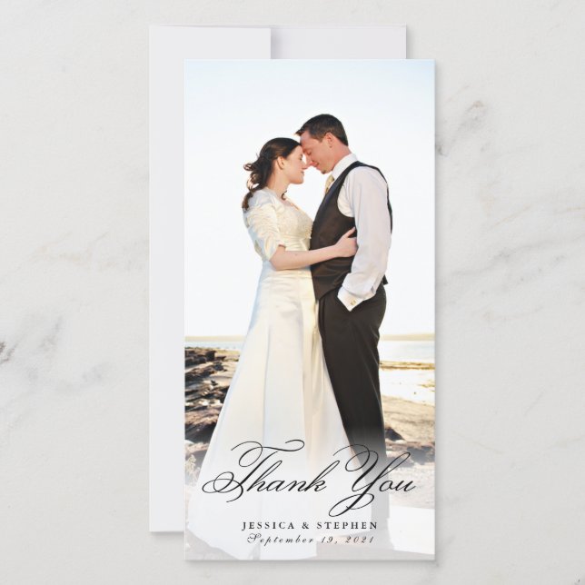 Simple Elegant White Thank You 8x4 Photo Card (Front)