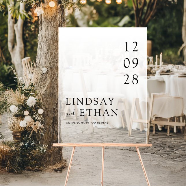 Simple Elegant White Transparent Wedding Acrylic Sign (Simple Elegant White Transparent Wedding Acrylic Sign)