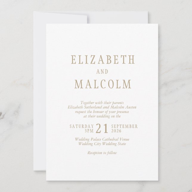 Simple Elegant White Wedding Invitation (Front)