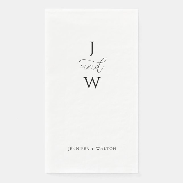 Simple Elegant white wedding Paper Guest Towels (Front)