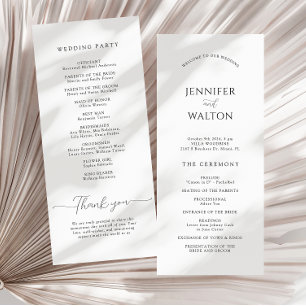 Simple Elegant white wedding Program