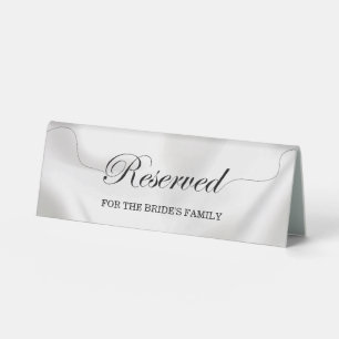 Simple Elegant White Wedding Reserved Seat Table Tent
