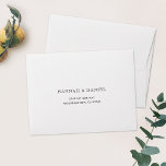 Simple Elegant White Wedding Return Address RSVP Envelope<br><div class="desc">These simply elegant white pre-addressed RSVP return address envelopes are easy to customize with your details. We've made the address a standard black, but you can easily change the color to suit your style. In that case, you might see a color in the editing tools that you like, or if...</div>