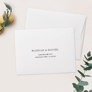 Simple Elegant White Wedding Return Address RSVP Envelope