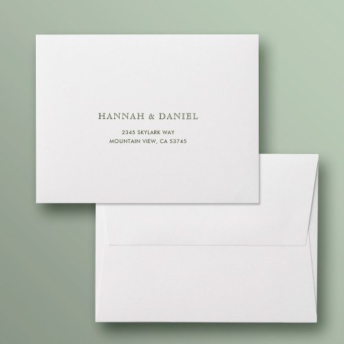 Simple Elegant White Wedding Return Address RSVP Envelope