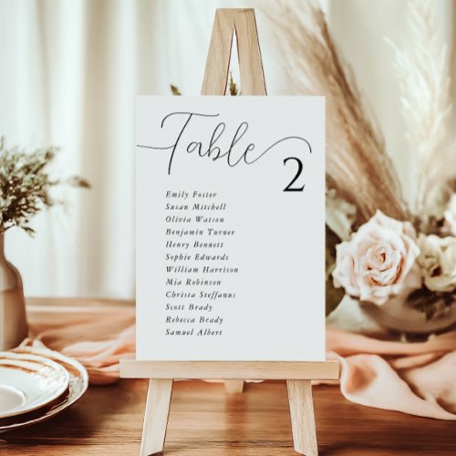 Simple elegant white wedding seating chart cards