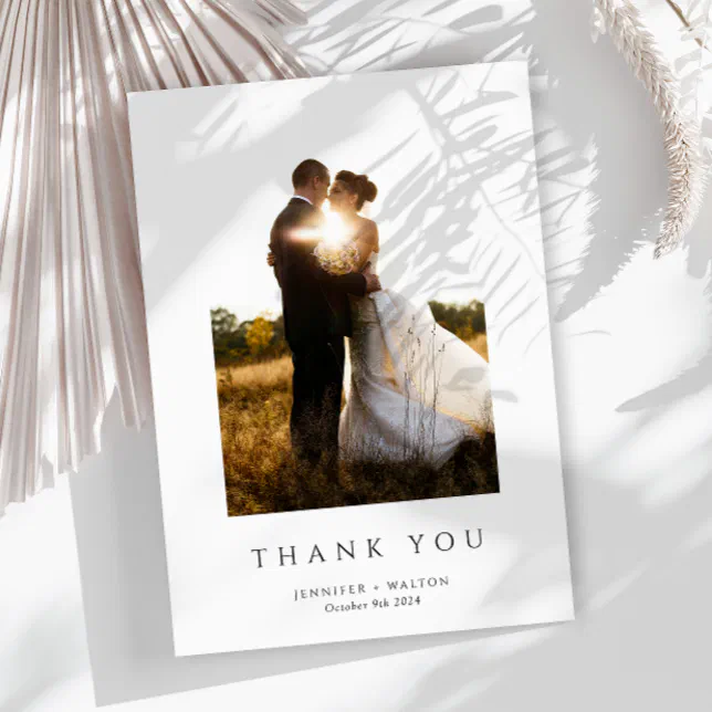Simple Elegant white wedding Thank You Card | Zazzle
