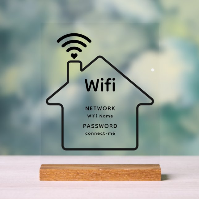 Simple Elegant Wifi Network Password Info Acrylic Sign (Neutral)