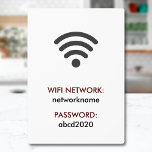 Simple Elegant Wifi Network Password Info Sign Plaque<br><div class="desc">Add a network name and password, and easily create your wifi network info sign. You can TRANSFER this DESIGN on other Zazzle products and adjust it to fit most of the Zazzle items. You can also click the CUSTOMIZE button to add, delete or change details like background color, text, font,...</div>