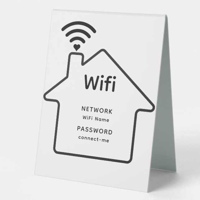 Simple Elegant Wifi Network Password Info Table Tent (Front)