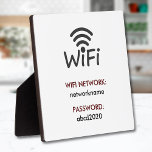Simple Elegant Wifi Network Password Sign Plaque<br><div class="desc">Add a network name and password, and easily create your wifi network info sign. You can TRANSFER this DESIGN on other Zazzle products and adjust it to fit most of the Zazzle items. You can also click the CUSTOMIZE button to add, delete or change details like background color, text, font,...</div>