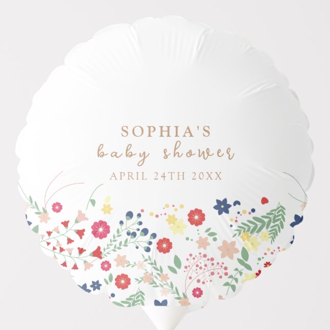 Simple Elegant Wildflower Baby Shower  Balloon (Front)