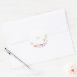 Simple Elegant Wildflower Baby Shower  Classic Round Sticker