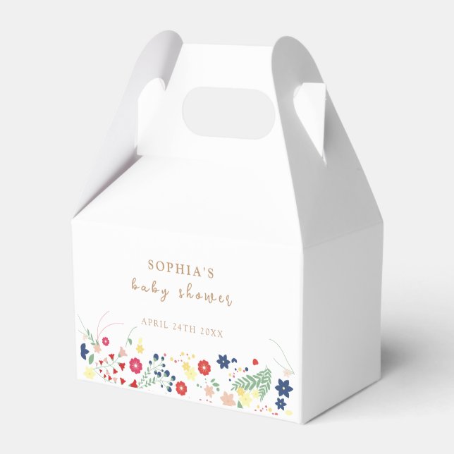 Simple Elegant Wildflower Baby Shower  Favor Boxes (Front Side)