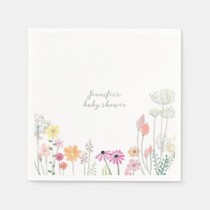 Simple Elegant Wildflower Baby Shower  Napkins