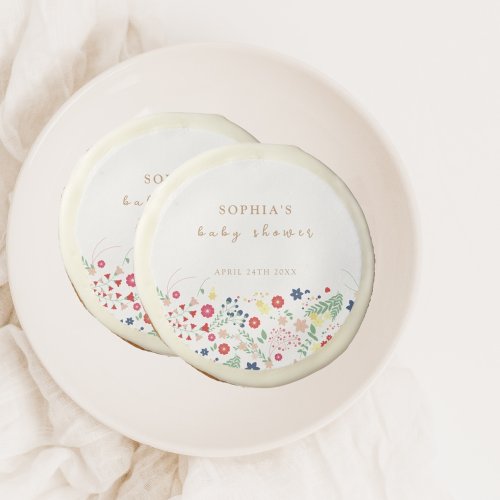 Simple Elegant Wildflower Baby Shower  Sugar Cookie