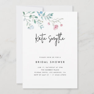 Simple Elegant Wildflowers Bridal Shower Invitation