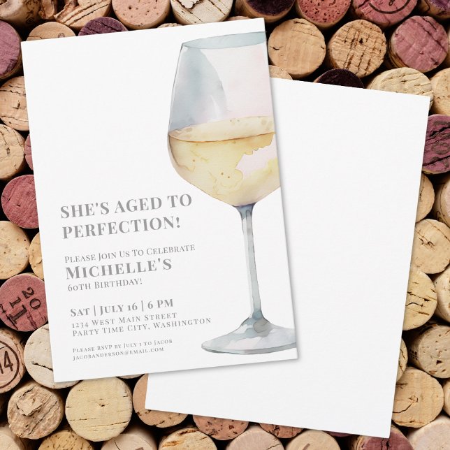 Simple Elegant Wine Birthday Party Invitation (Simple Wine Sixty 60th Birthday Party Invitation)