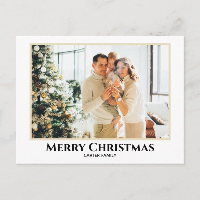 Simple Elegant with border Christmas postcard (Front)