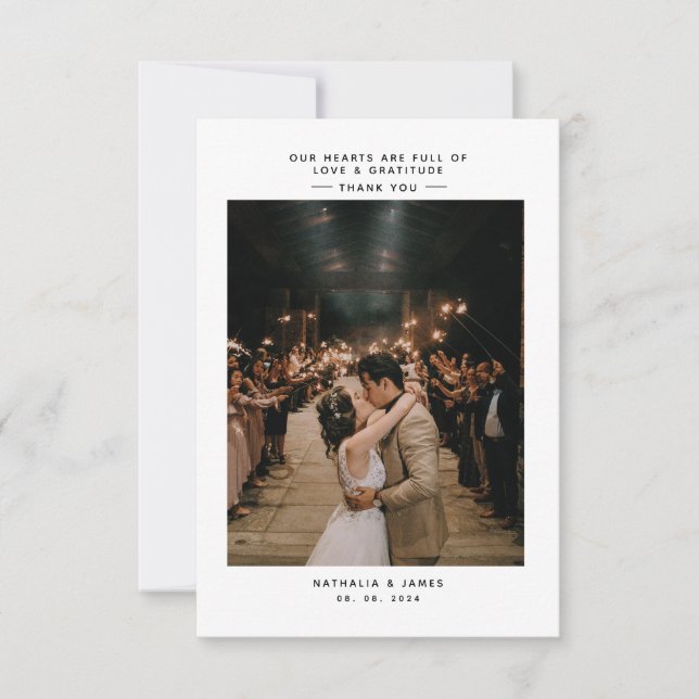 Simple elegant with photo Wedding  Thank You Card (Front)