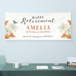 Simple Elegant Woman Retirement Chic White Floral Banner