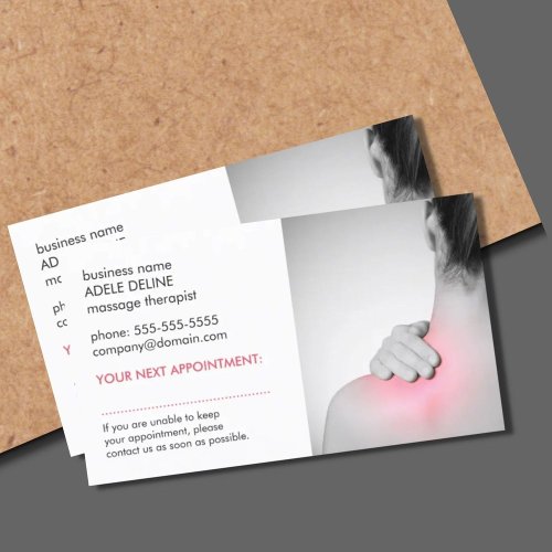 Simple Elegant Women Back Massage Appointment Card