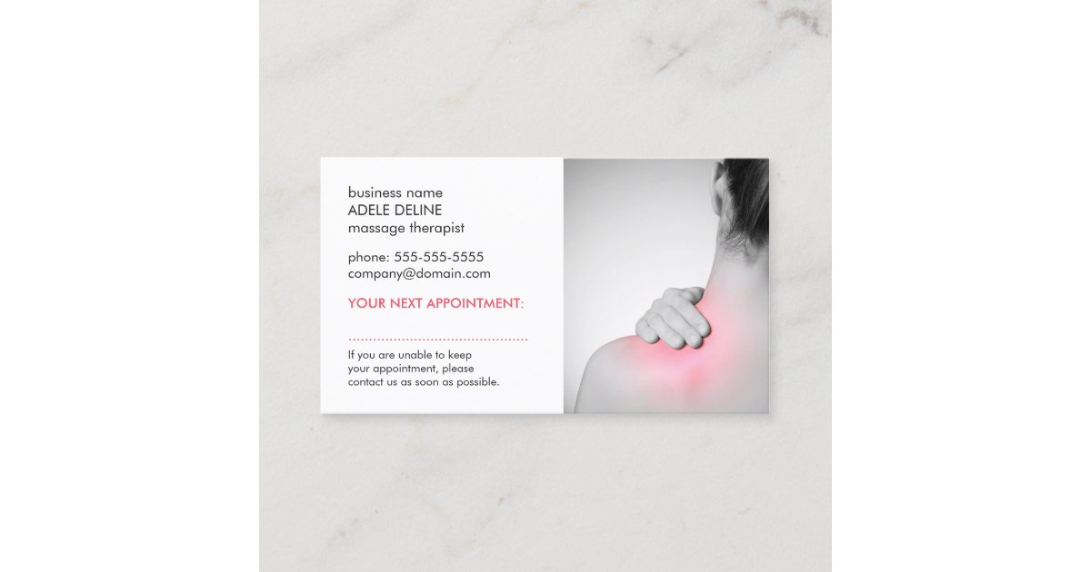 Simple Elegant Women Back Massage Appointment Card Zazzle