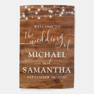 Simple Elegant Wood Rustic Wedding Garden Flag