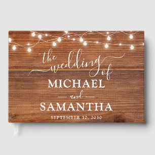 Simple Elegant Wood Rustic Wedding Guest Book