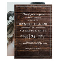 Simple Elegant Woodsy Photo Wedding Invitation