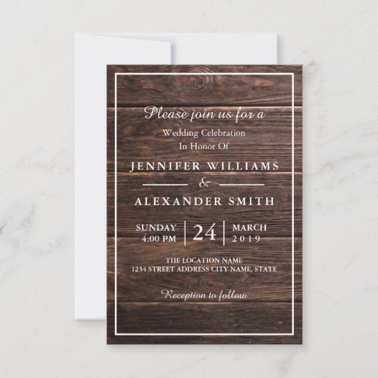 Simple Elegant Woodsy Wedding Invitation