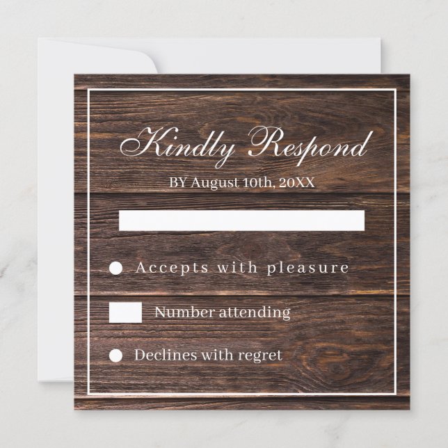 Simple Elegant Woodsy Wedding RSVP Card (Front)
