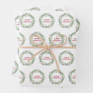 Simple Elegant Wreath Joy Modern Christmas Wrapping Paper Sheets