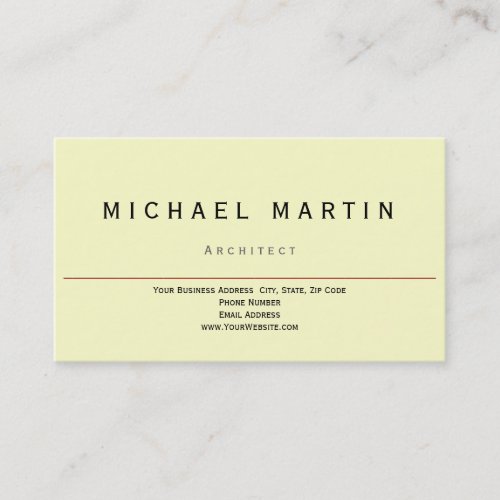 Simple Elegant Yellow Business Card