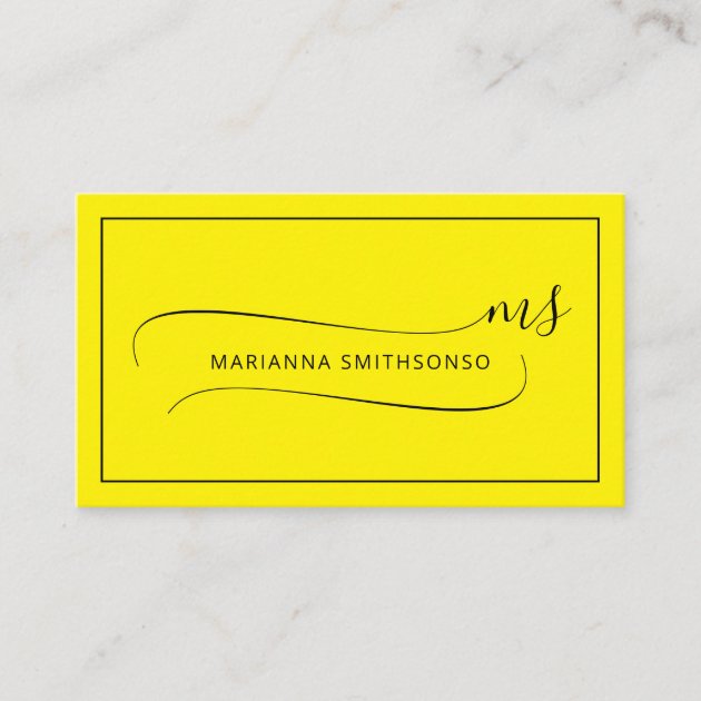 Simple Elegant yellow Minimalist Two Monogram Business Card