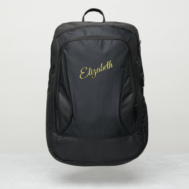 Simple Elegant Yellow Script Name Port Authority® Backpack (Front)